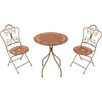Axi Marilou Bistroset 3-teilig aus Metall in Terrakotta | Bistrotisch mit 2 Stühlen | Bistro Gartenmöbel Set für Garten / Balkon / Terrasse | Balkonset / Sitzgruppe