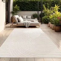 TT Home In-& Outdoorteppich Wetterfest Balkon Schlafzimmer Boho Skandi Motiv Unifarben Geometrische Optik Moderner Style Größe 160x220 cm
