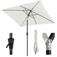 Sekey Sonnenschirm Rechteckig 300x200 cm, Aluminium Marktschirm mit Kurbel, knickbar, UV-Schutz 50+, Gartenschirm