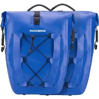 RockBros 2 Stück Gepäckträgertasche 100% Wasserdicht Fahrradtasche 25-32L Tasche mit Tragegriff Blau