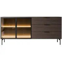 Lookway Kommode LINEA LOFT mit LED-Beleuchtung, Eiche Dunin + schwarz