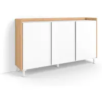 Skraut Home Sideboard Holzeffekt weiß und eiche 156x35x91cm mit Beinen