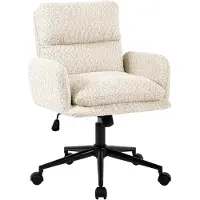 Home24 Bürostuhl - Strukturstoff / Eisen - Creme / Schwarz