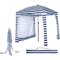 Goplus Sonnenzelt Strand, 183x183x240cm Strandzelt höhenverstellbar mit Abnehmbarer Seitenwand, 8 Sandsäcken & Tragetasche, Sonnenschutz für Camping Picknick Angeln
