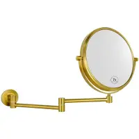 Markenlos Vergrößerungsspiegel, Kosmetikspiegel in Antikgold, 7-fach/1-fach vergrößernder Wandspiegel für das Badezimmer, doppelseitiger Spiegel, Durchmesser 20 cm