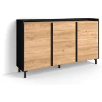 Skraut Home SIDEBOARD, Eiche und Schwarz, 156/35/91cm, mit Beinen