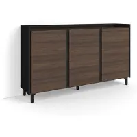 Skraut Home Sideboard Holzeffekt dunkler eiche und schwarz 156x35x91cm mit Beinen