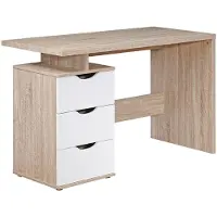 Wohnling Schreibtisch MASSA 120 x 76 x 53 cm mit 3 Schubladen in Sonoma Weiß Computertisch modern für Jugendliche Laptoptisch platzsparend mit Ablage