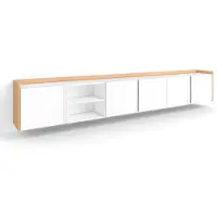 Skraut Home TV-Möbel Holzeffekt weiß und eiche 309x35x50cm Hängend