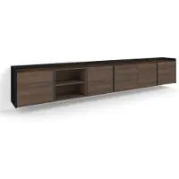 Skraut Home TV-Möbel Holzeffekt dunkler eiche und schwarz 309x35x50cm Hängend