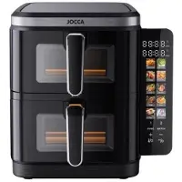 Jocca Digitale Heißluftfritteuse Doppelkammer 11 L (5,5 L + 5,5 L) 2600 W 10 Funktionen LED-Touch-Display