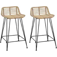 vidaXL Barhocker 2 stk. Natur 44 x 45 x 76 cm Rattan und Stahl