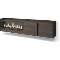 Skraut Home TV-Möbel Holzeffekt eiche schwarz 212x35x50cm Kamin mit Feuereffekt