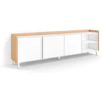 Skraut Home TV-Möbel Holzeffekt weiß und eiche 207x35x61cm mit Beinen