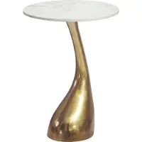 FineBuy Beistelltisch 45cm Gold Marmor Wohnzimmertisch Alu Sofatisch Couchtisch Rund