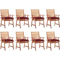 vidaXL BESTE 2022 Outdoor-Stuhl Stilvollen mit robustem ,Garten-Essstühle 8 Stk. mit Kissen Massivholz Akazie Relaxsessel Armlehnstuhl mit Premium & schlichten Design *HOM