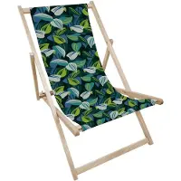 AllBags Holz Liegestuhl klappbar „Retro Blätter“ – Gartenstuhl Relaxstuhl Sonnenliege Balkon Terrasse Vintage Design