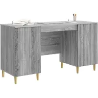 vidaXL Schreibtisch Graues Sonoma 142,5 x 50 x 75 cm Holzwerkstoff