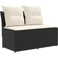 vidaXL 2 Stück Garten Mittel Sofa Mit Hochklapptisch Poly-Rattan
