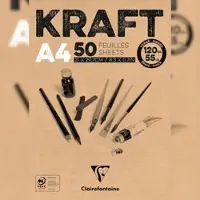 Clairefontaine 5x Block Kraftpapier, geleimt, 100 Blatt A4 120g - 975815C