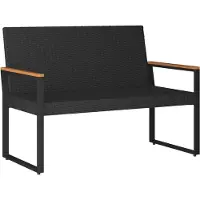 vidaXL Bank Outdoor Schwarz und Türkis 107 x 61 x 80 cm Poly-Rattan
