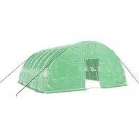 vidaXL Gewächshaus mit Stahlrahmen Grün 36 m² 6x6x2,85 m