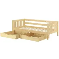 Erst-Holz Gemütliches Kinderbett mit dreiseitiger Sicherung 90x200 cm Kiefer V-60.29-09Rollrost und Doppelbettkasten inkl.