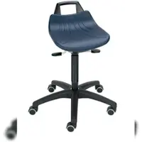 Proregal Hocker Denver | Sitzhöhe 52-71cm | Ø 63cm | Tragfähigkeit 110kg | Kunststoff-Fußkreuz mit Rollen | Rückenstütze & Tragegriff | Blau