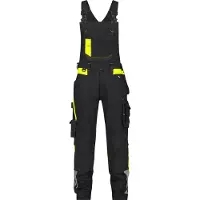 Dassy Stretch-Arbeitslatzhose mit Kniepolstertaschen Ulsan - schwarz/neongelb - 50+5cm