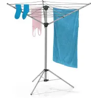 DS Produkte EASYmaxx Wäschespinne zusammenklappbarer Wäscheständer für innen außen Wetterfest leicht 4 stufig höhenverstellbar Aluminium 140x101x121cm