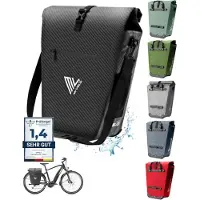 MIVELO Fahrradtasche - 100% wasserdicht - Mit Laptopfach - 25L - 43 x 33 x 5 cm - Carbon