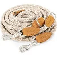 Rudelkönig Hundeleine Emma Verstellbar 230 cm Kletterseil mit Lederdetails Beige
