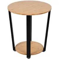 Begryf Beistelltisch rund 46x46x52 cm Bambus mit Ablage schwarz modern Couchtisch Wohnzimmer