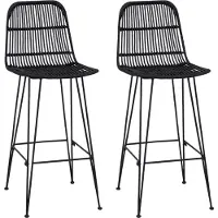 vidaXL Barhocker 2 stk. Schwarz 44 x 55 x 109 cm Rattan und Stahl