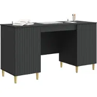vidaXL Schreibtisch mit Regal Schwarz 142,5 x 50 x 75 cm Holzwerkstoff