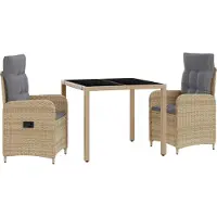 vidaXL Outdoortisch-Set 3 pcs Beige und Hellgrau 90 x 90 x 75 cm