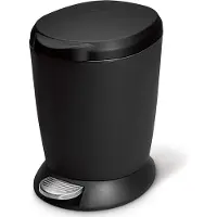 Famanu Abfalleimer 6 Liter - Rund, Schwarz, Mit Stabilem Pedal