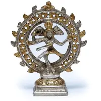Phoenix Shiva Nataraj Messing-Doppelring zweifarbig – 436 g; 15 cm