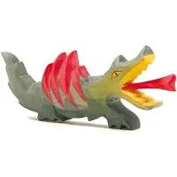 Ostheimer Drache Holzfigur, handgefertigt, Unikat, 9,5 cm hoch, 24 cm lang