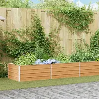 vidaXL "Schlussverkauf" Hochbeet im Garten - 1 pc - Blumenbeet/Gartenbeet - Hellbraun 600x80x45 cm Verzinkter Stahl C13487
