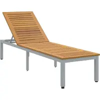 Syfax Sonnenliege Grau 200 x 55 x 35 cm Massivholz Akazie