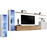 Meublorama AM-SWITCH 11-WWT SW 11*7C/89KG, 3 Regale, 4 Tür(en), Braun, Mitteldichte Faserplatte (MDF), 6 Schublade(n), 400 mm