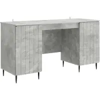 vidaXL Schreibtisch mit Tür Betongrau 142,5 x 50 x 75 cm Holzwerkstoff