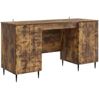 vidaXL Schreibtisch Geräucherte Eiche 142,5 x 50 x 75 cm Holzwerkstoff