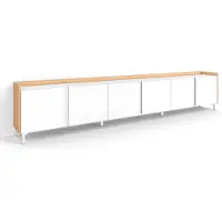 Skraut Home TV-Möbel Holzeffekt weiß und eiche 309x35x61cm mit Beinen