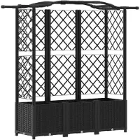 vidaXL Hochbeet mit Rankgitter und Dach Schwarz 163 x 40 x 138 cm PP