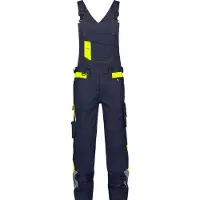 Dassy Stretch-Arbeitslatzhose mit Kniepolstertaschen Ulsan - nachtblau/neongelb - 52+5cm
