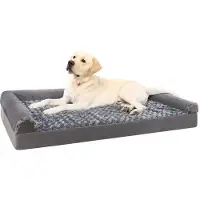 OEM Orthopädisches Hundebett, 90x57x16cm, abnehmbare Decke, 3-seitige Rand, rutschfester Boden, grau