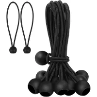 JORMFTTE 30 robuste, 20 cm lange schwarze Gummiseile mit Kugelenden für Planen, Markisen und Schläuche
