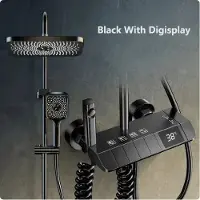 OEM Digitales Duscharmaturensystem mit 4 Funktionen - Kastenarmaturen aus Kupfer - RVS/ABS/PVC - Dusche - Wasserhahn - Schwarz
